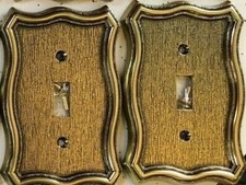 2 Gold Victorian Solid Heavy Metal antique Vintage Single Switch Covers outlet
