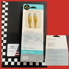 Ativa CAT 5e Ethernet Crossover Cable 10Ft Networking Male RJ45 JACK 833-370 New