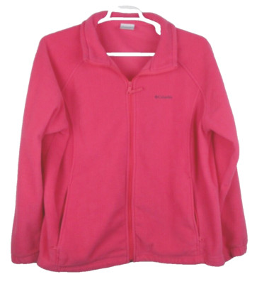 Columbia Sweater Pink Full Zip Pockets Drawstring 100% Polyester Women's 3XL