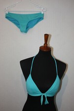 Victoria's Secret Size S/P Bikini Aqua Blue Triangle Top Ruched Back Bottom