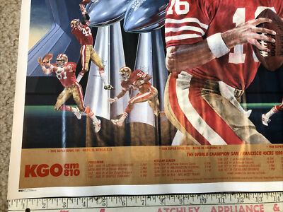 Vintage 1980s San Francisco 49ers Super Bowl Champions Poster Joe