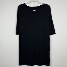 Zara W&B Dress Womens Medium Black Casual 3/4 Sleeves Cutout Back