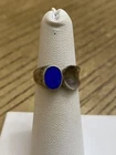 Vintage Sterling Silver Pepe & Maureen Designer Signed Blue Inlay Ring Size 5