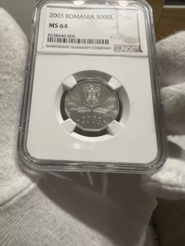 5000 Lei 2003 Aluminum, Romania NGC MS64