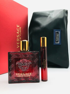 Versace Eros Flame 3pc Set Men Parfum Spray oz Mini Spray