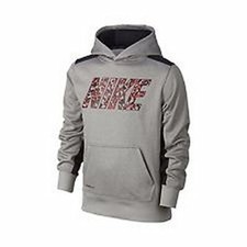 Nike Boy's KO 3.0 Therma Fit Fleece Pullover Grey Red 729829 063