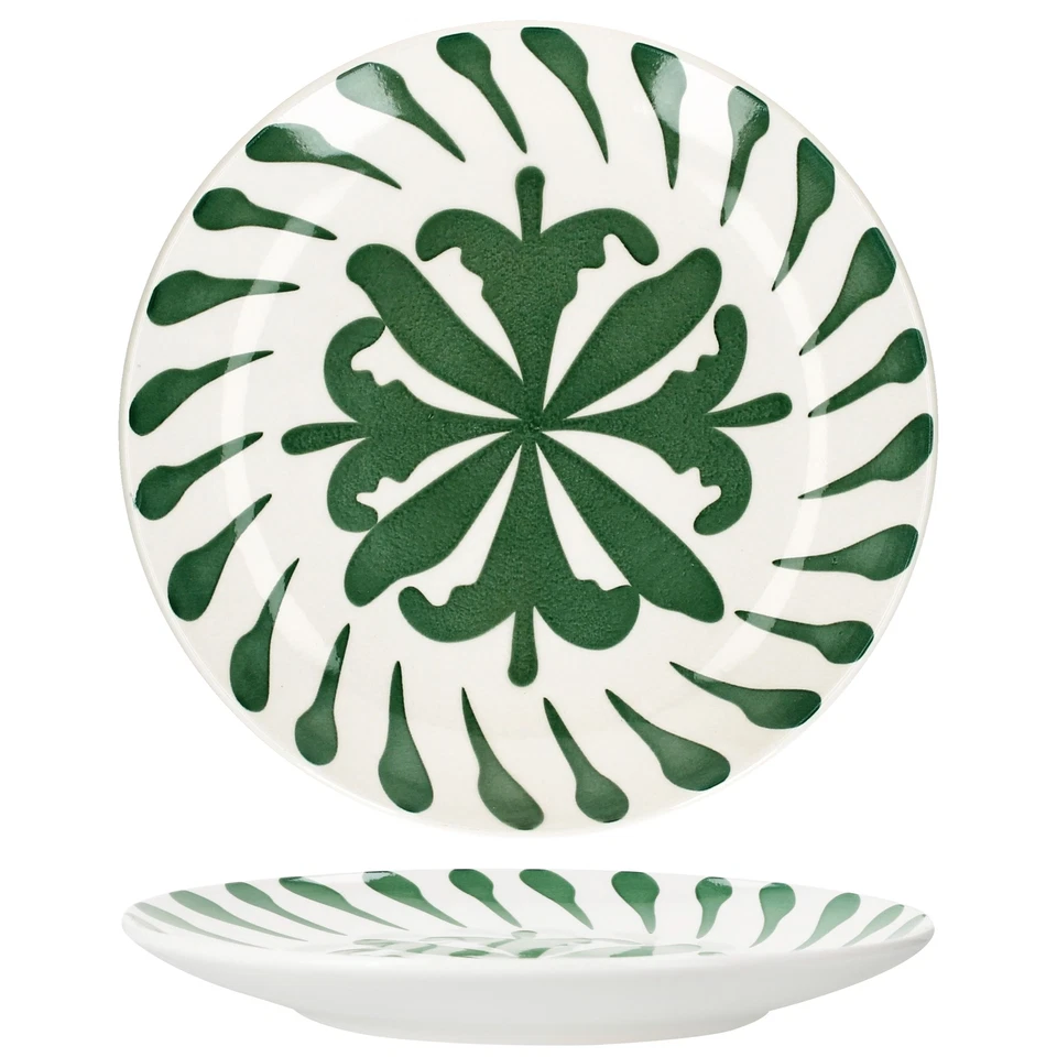 6x Wald grün Kuchenteller Steingut 6 Pers. Dessertteller Frühstück Weihnachten - Bild 4 von 4