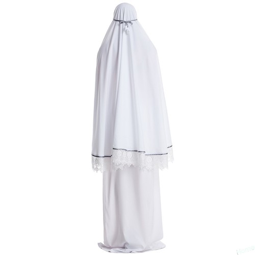 2pcs Women Prayer Dress Abaya Hijab Khimar Skirt Kaftan Dress Muslim Overhead - Picture 25 of 53