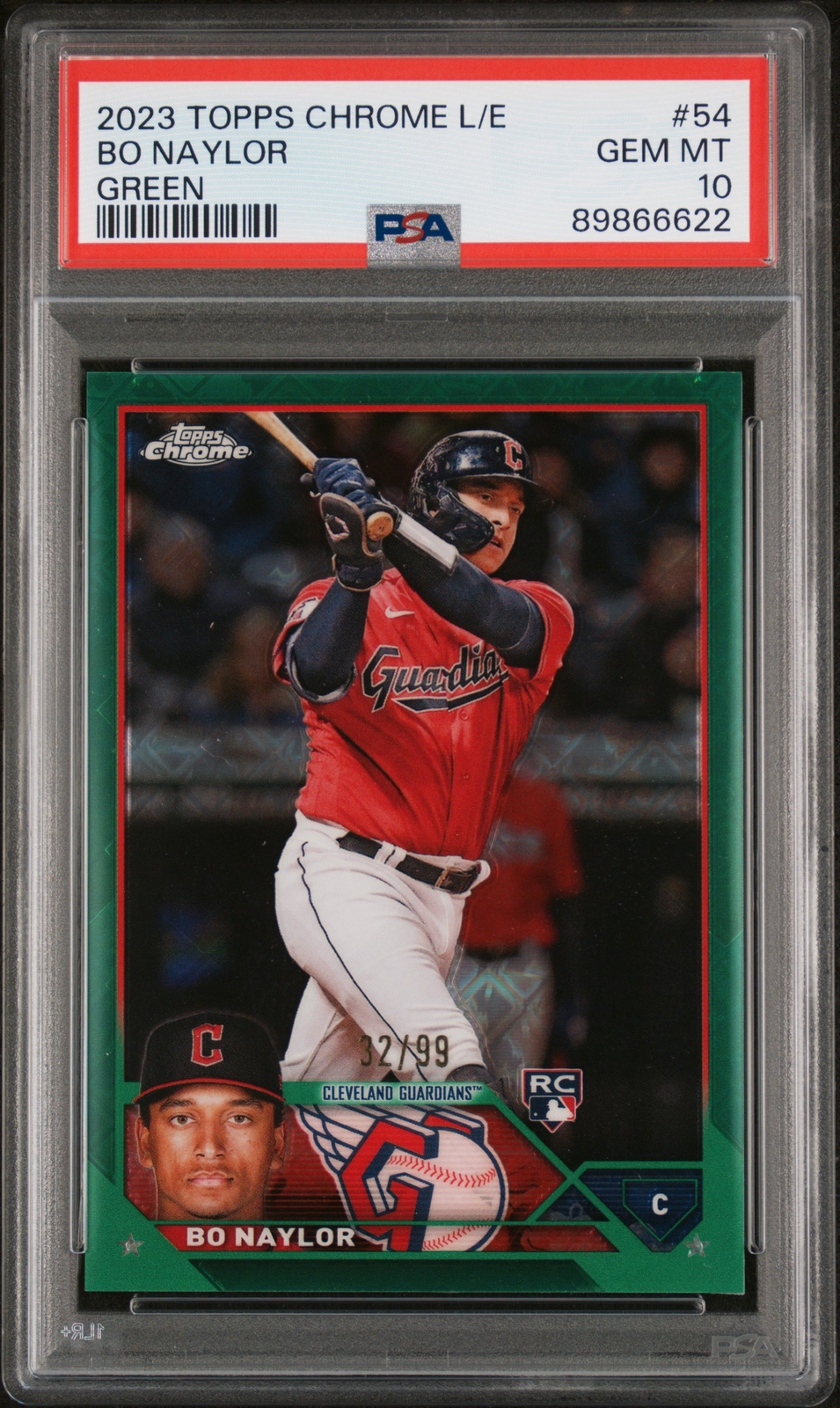 2023 Topps Chrome Logofractor Bo Naylor Green Refractor Rookie /99 PSA 10