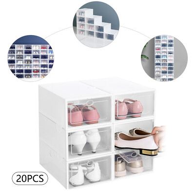 20pcs Sneaker Display Case Organizer Stackable Shoe Storage Box Set Stackable