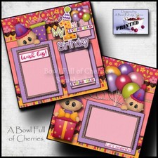 BABY'S 1ST BIRTHDAY GIRL  2 premade scrapbook pages paper layout CHERRY 0351