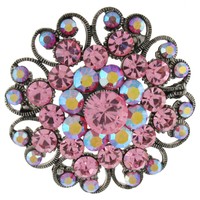 Light Rose Pink And Ab Crystal Filigree Flower Corsage Brooch Br3199 Light Rose Pink And Ab Crystal Filigree Flower Corsage Brooch Br3199