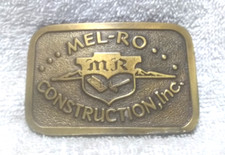 Mel-RO Construction Company Belt Buckle Solid Heavy 1980s Vintage Buckle