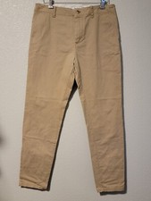 Urban Outfitters Khaki Pants Mens Size 33x32 Skinny Fit Tapered Flat Front Tan