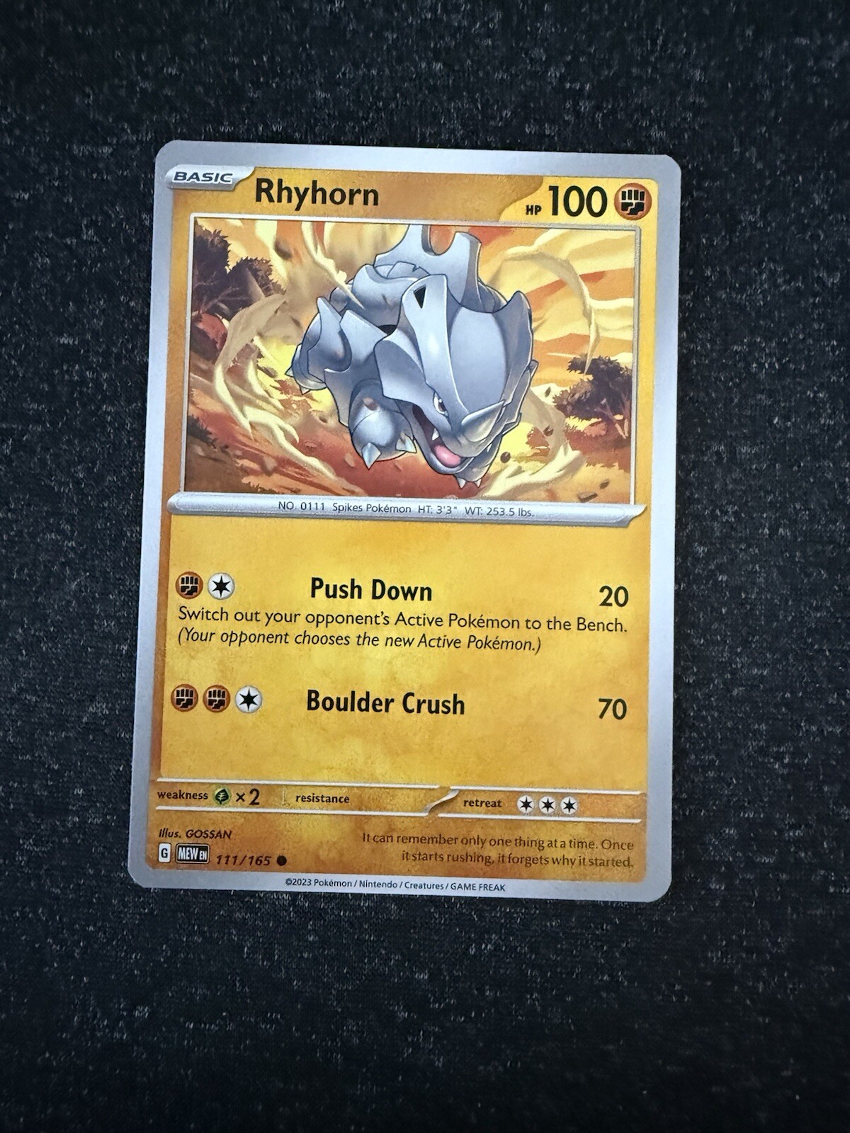 Rhyhorn 111/165- Pokemon 151- Regular Common- NM/M