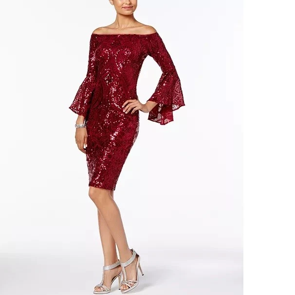Betsy and adam off the shoulder sequin dress top