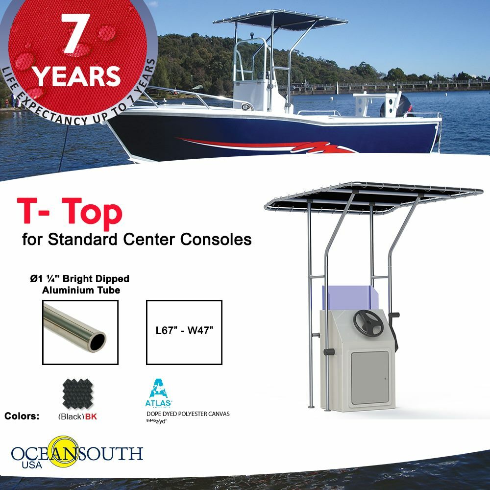 Oceansouth Boat T-top for Standard Center Console Boat Black (Size 1)
