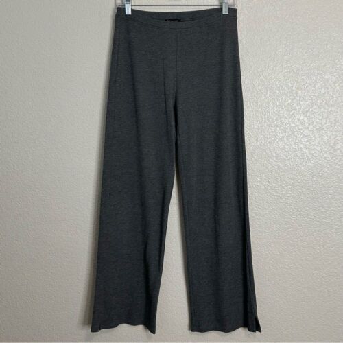 Eileen Fisher Organic Cotton Gray Waffle Knit Thermal Straight Pants, Size XS