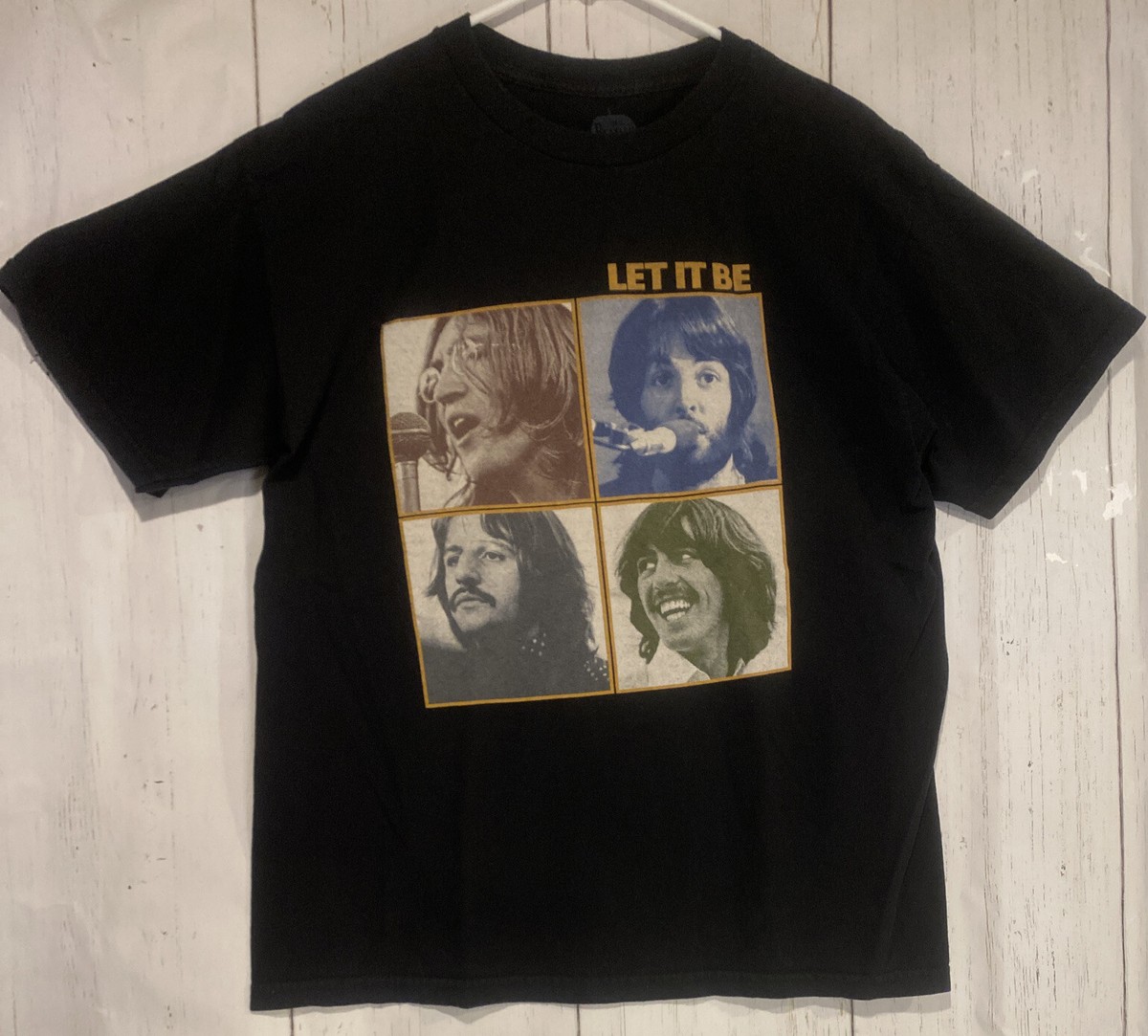 The Beatles Let It Be Album Cover Apple Licensed Retro Black Large T-Shirt  2015