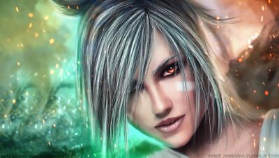 Anime realistic render silver hair red eyes riven  Custom Playmat Mat Pad