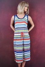 VINTAGE LIZ CLAIBORNE Sleeveless Knit Dress Scoop Neck Colorful Stripes Size L