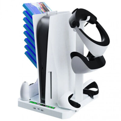 Charging Station with Cooling Fan Charger Headset Game Disk Rack for PS5 PS VR2