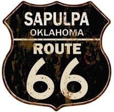 SAPULPA, OKLAHOMA Route 66 Shield Metal Sign Man Cave Garage 211110014194