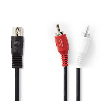 DIN-Audio-Kabel  DIN 5-Pin Stecker | 2x RCA Stecker | Vernickelt | 1.00 m | rund