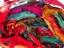 10 yards Recycled Sari Silk Ribbon Yarn Multi Fluffy