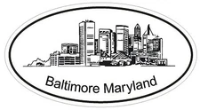 Baltimore Maryland Oval Bumper Sticker or Helmet Sticker D1172