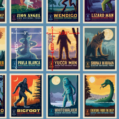 Riley Blake - Legends Of The National Parks 23.5" Legends Postcards Panel Blue - Picture 2 of 6