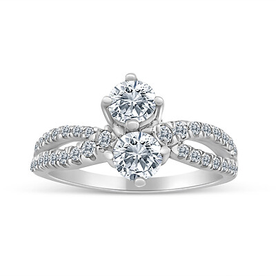 1,50ctw Diamant Ring mit zwei Steinen in 14k Weißgold (H-I, I2-I3, 1,50ctw)