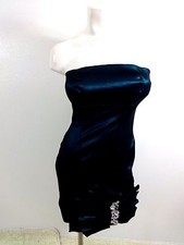 NWT NAOMI WOMENS DARK TEAL POLY NYLON SPANDEX STRAPLESS EVENING DRESS SIZE S