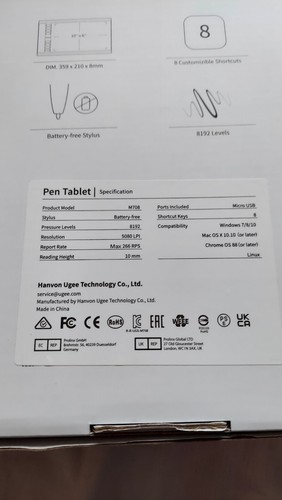 Ugee M708 Graphic Drawing Tablet, 10x6 in - Black (FBA_UG-M708-US) - Picture 10 of 11