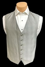 Men's Chaps Ralph Lauren Silver Tuxedo Vest Church Suit Wedding Groom Prom Mason