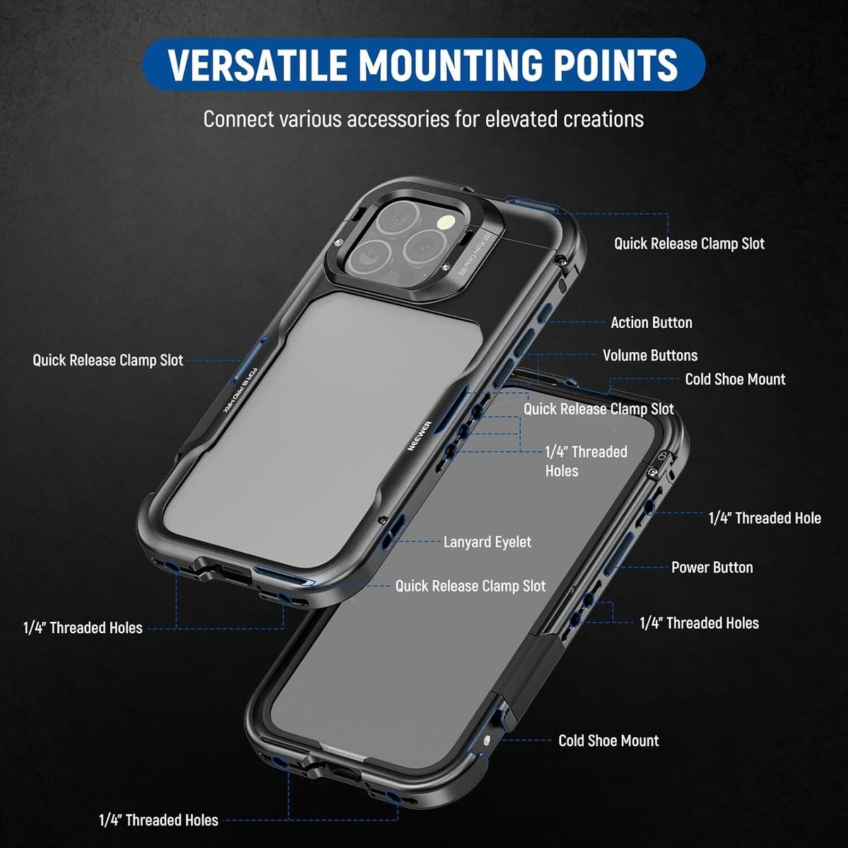 NEEWER PA073 16 Pro Cage Quick Release Video Rig Phone Cage For