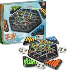 Chain Triangle Chess Game Engaging Triggle Rubber Band Strategy Game for Kids