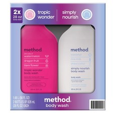 Method Body Wash, Tropic Wonder  Simply Nourish, 28 oz, 2-Pack, Total 56 fl oz