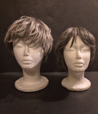 Short Pixie Cut Silvery/Gray Blend Hair Wigs with Bangs - One Size (Lot of 2)