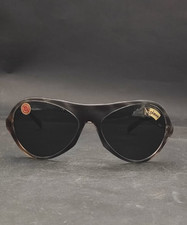 Vintage 90s Piave Oval Sunglasses Brown Crystal Frame Italy