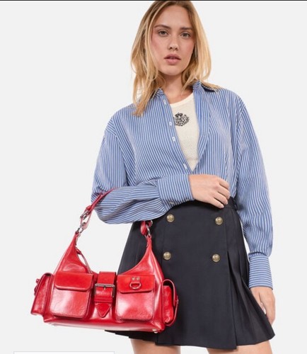 The Kooples RED VINTAGE TREATMENT LEATHER AMELIA BAG New/Dust Bag Free Shipping