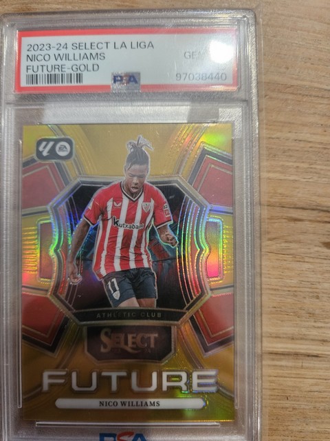 2023-24 Panini Select La Liga Nico Williams Future Gold Prizm PSA 10 GEM 03/10