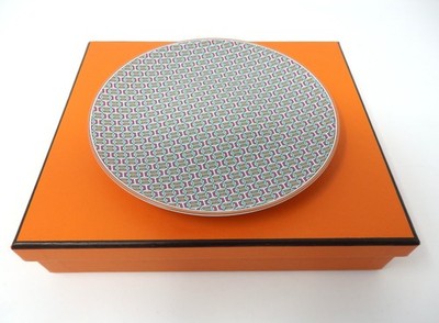 HERMES TIE SET Small Plate 15cm Multicolor Geometric Design France