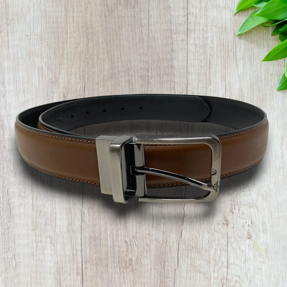 Dockers коричневый и черный двусторонний платье ремень мужской размер 38 веган кожи никель - Изображение 2 из 4