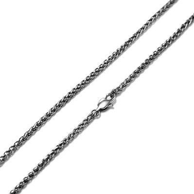 Pure Titanium Braided Necklace 4mm Wide × 21.6'' Long Wheat Chain Hypoallergenic