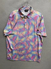 Sunday Swagger Maldives Floral Golf Polo Mens Size L Short Sleeve Colorful