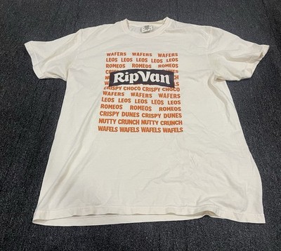 Rip Van Wafels Wafers Crispy Dunes Crispy Choco White Short Sleeve Shirt Size L