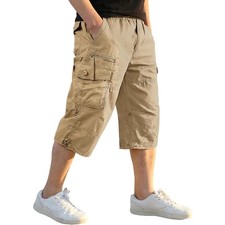 Men's Cargo Shorts Knee Length Shorts Cotton Capri Short, Casual cargo style