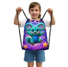 Banylu Kawaii Drawstring Bag Cute Magical Backpack Girls Gift Lucky Charm Teal