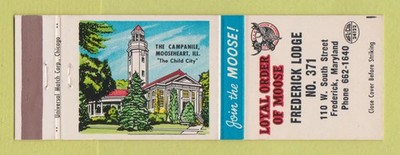 Matchbook Cover - Moose Lodge Frederick MD
